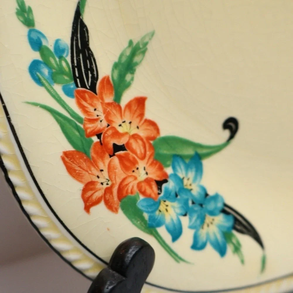 VTG Art Deco Hand Painted Floral Serving Platter Tray C.P. Co.